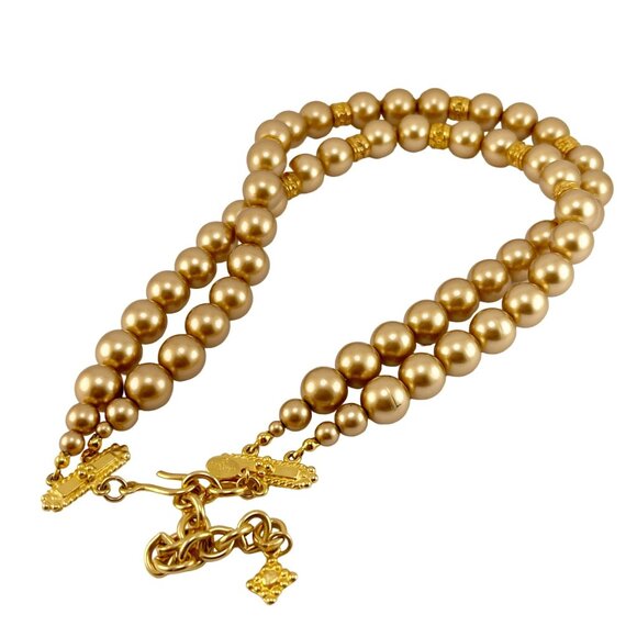 Vintage Carolee Double Strand Golden Chunky Necklace - Picture 7 of 7